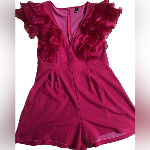 Shein Pink Ruffle Trim Romper - Picture 2 of 9
